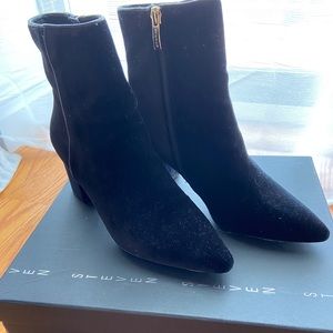 SOLD!black velvet booties size 6.5